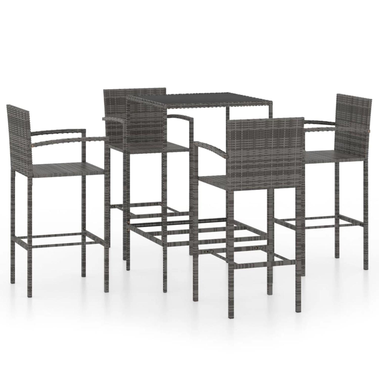 5-tlg. Gartenbar-set Poly Rattan Grau günstig online kaufen