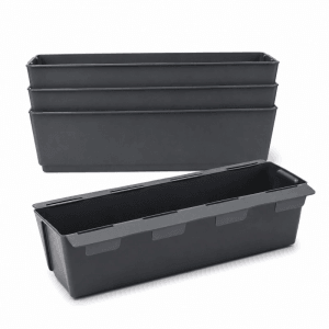 BigDean 4er Set Paletten Blumenkästen Einsatz mit Hängesystem zum Einhängen 37cm Anthrazit Pflanzkasten für Europalette Balkonkasten Blumentopf