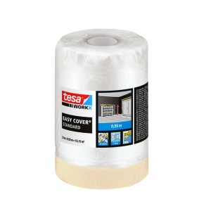 tesa® Workx Easy Cover Standard: Abdeckfolie mit integriertem Klebeband, 33m x 550mm.