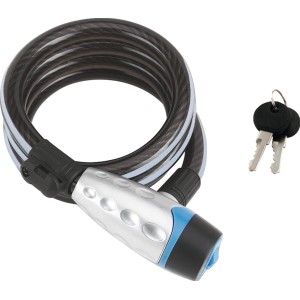 Burg Wächter Spiral-Seilschloss 1650 Reflex, 180cm, mit 2 Schlüsseln. Fahrradschloss mit reflektierendem Kabel.