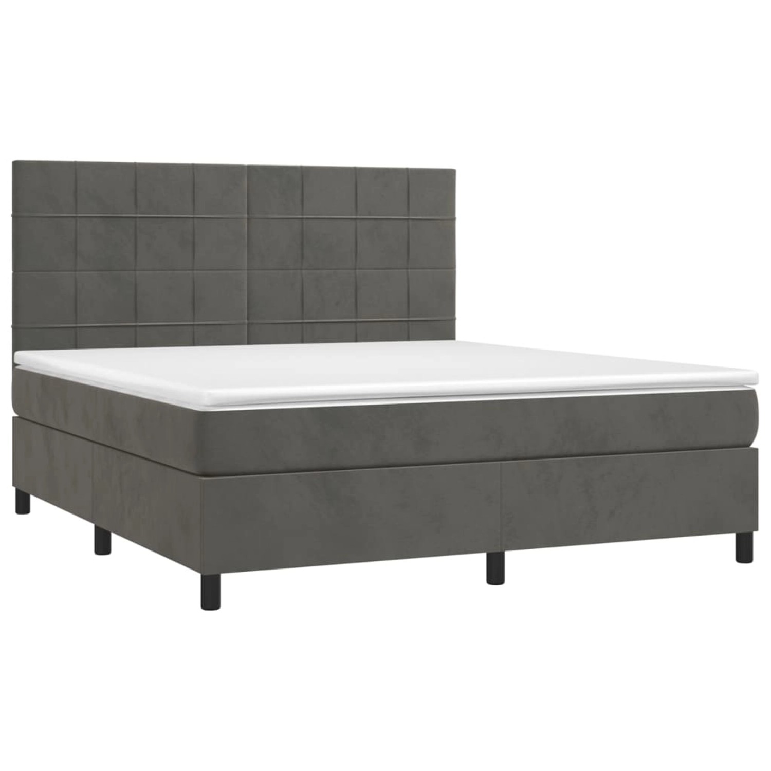vidaXL Boxspringbett mit Matratze & LED Dunkelgrau 160x200 cm Samt 3136132 günstig online kaufen