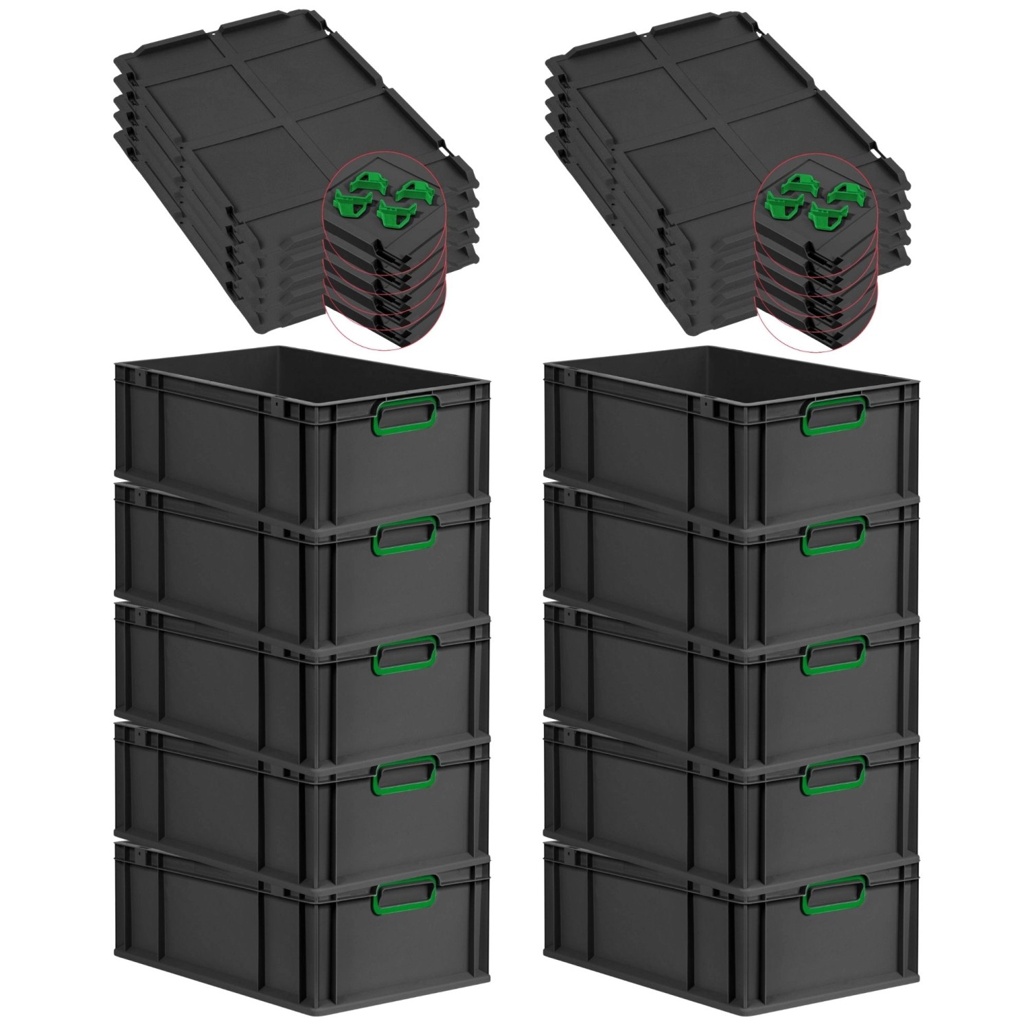 PROREGAL SparSet 10x Eurobox Nextgen Color Mit Auflagedeckel HxBxT 22x40x60 günstig online kaufen