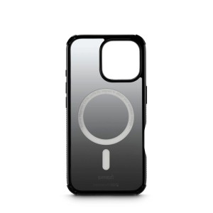 Schwarze Hama Handyhülle für iPhone 16 Pro mit MagSafe-Ring und D3O-Schutz. Robustes Smartphone-Zubehör.
