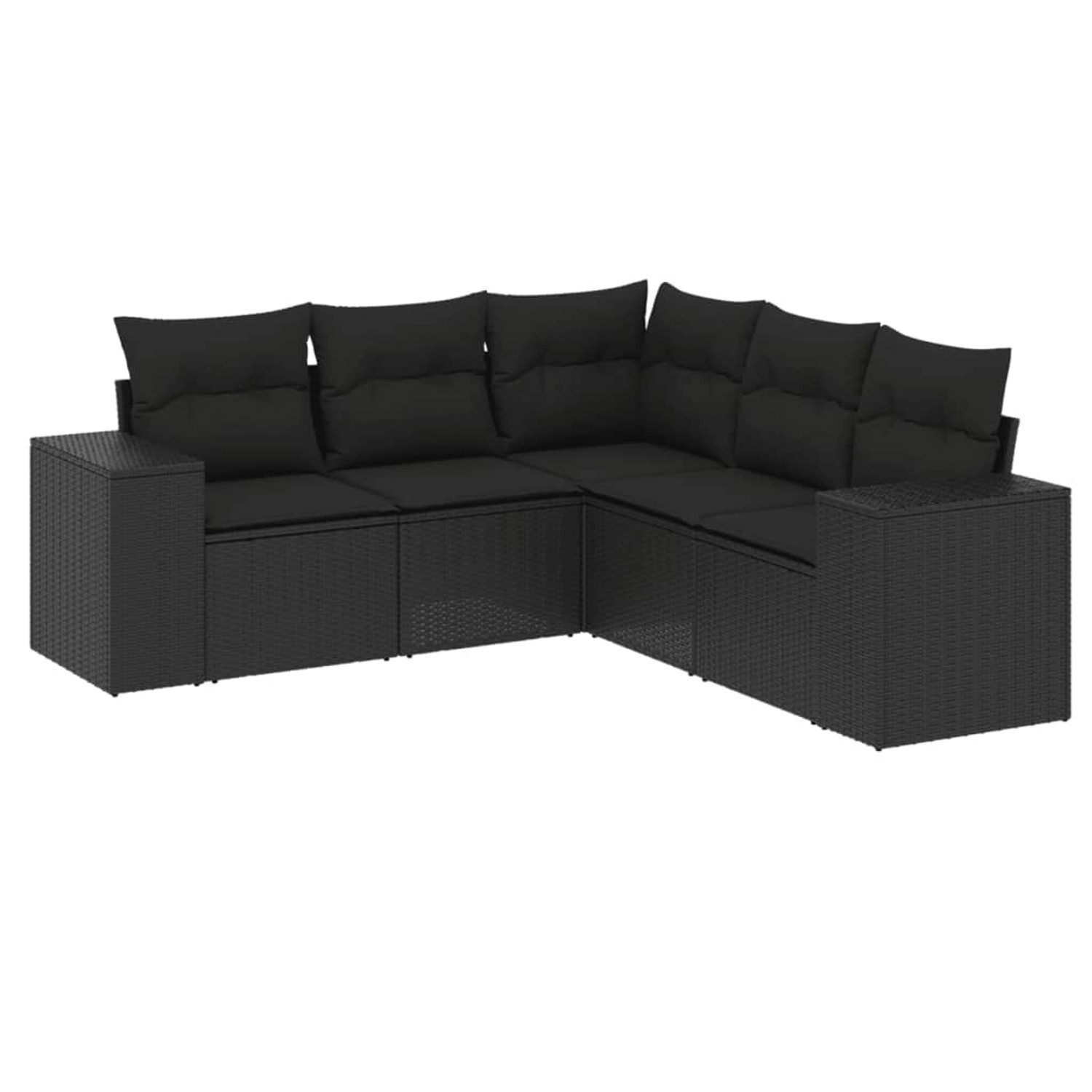 vidaXL 5-Tlg Garten-Sofagarnitur mit Kissen Schwarz Poly Rattan 3254882 günstig online kaufen