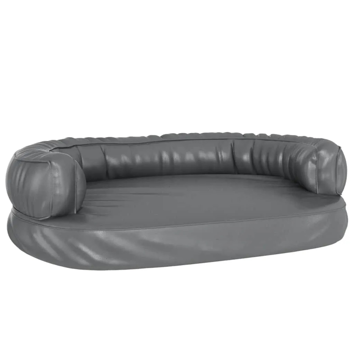 vidaXL Hundebett Ergonomisch Schaumstoff Grau 75x53 cm Kunstleder 171317