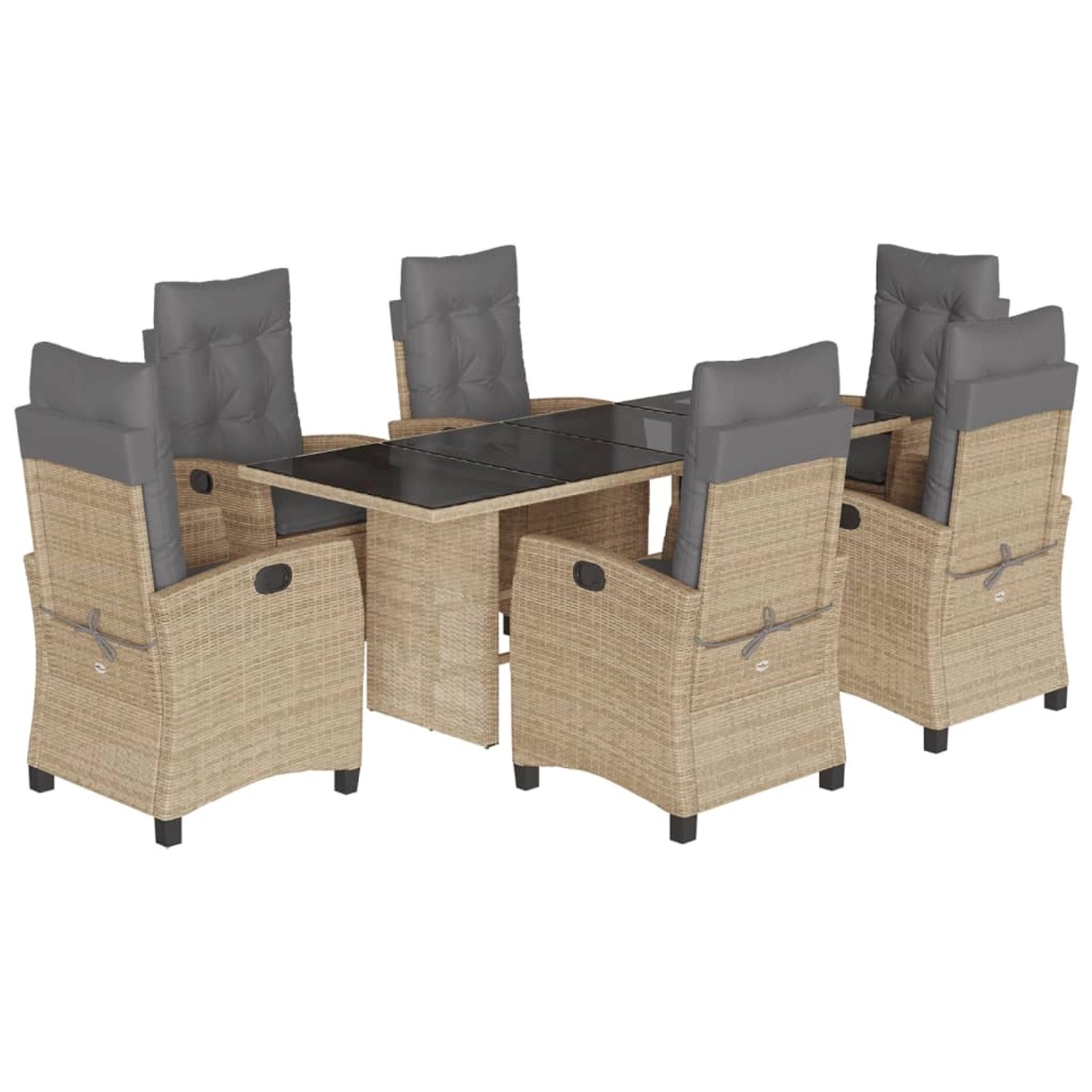 vidaXL 7-Tlg Garten-Essgruppe mit Kissen Beigemischung Poly Rattan 3212695 günstig online kaufen
