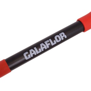 Galaflor Wurzelspaten: Schwarzer Stahlstiel mit rotem D-Griff und Markenlogo. Ideal für Gartenarbeit.