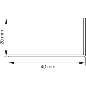 Weißes Winkelprofil 40x20 mm, Nutzlänge 147,5 cm, für Fenster-Zubehör.