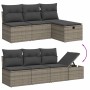 vidaXL 8-tlg. Garten-Sofagarnitur Grau Poly Rattan mit Kissen, modulare Bauweise mit Stauraum.