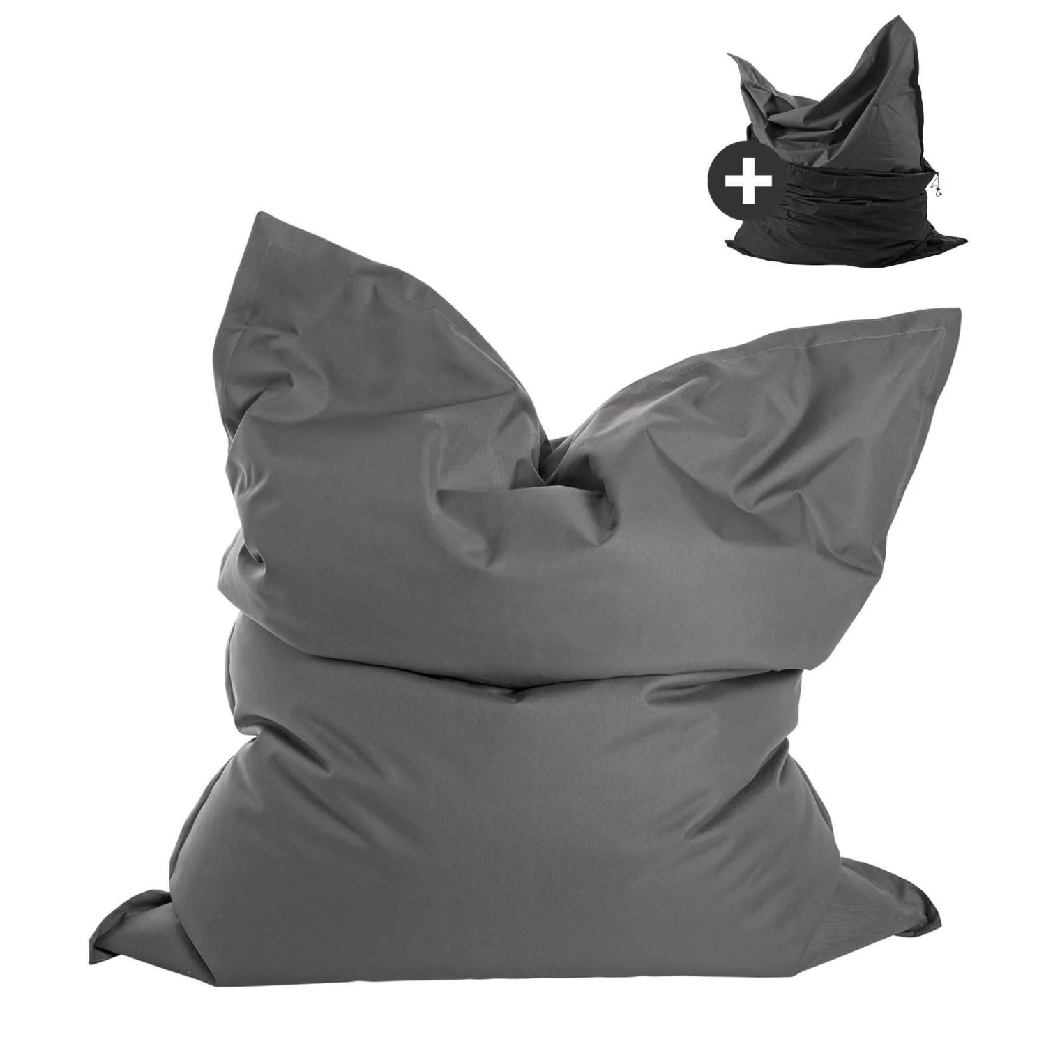 mokebo Sitzsack Outdoor XXL mit Wasserfester Schutzhülle Der Große Bean Bag oder Riesen-Sitzsack in Anthrazit