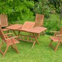 Braunes 5-teiliges Gartenmöbel-Set Cordoba mit Ausziehtisch (110/160x90cm) aus Eukalyptusholz.