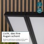 Detailaufnahme: Schwarze LUXULA LED Bürostehleuchte mit Doppelkopf und blendfreiem Licht.