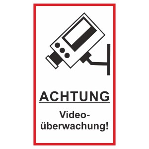 Warnschild Achtung Videoüberwachung, 25x15cm, zur Kennzeichnung von überwachten Bereichen.