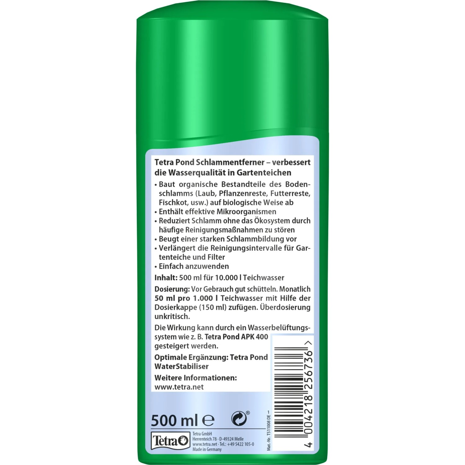 Tetra Pond Schlammentferner 500ml für Gartenteiche zur Reduzierung von Schlamm und Verbesserung der Wasserqualität.