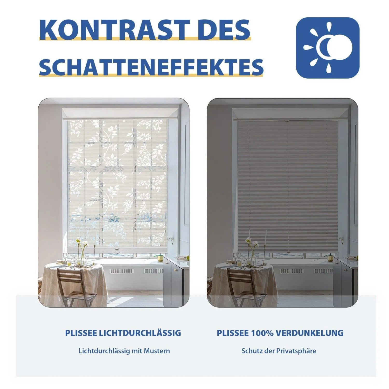 Sekey Doppelplissee Day&Night, beige, 75x100cm, mit Lichtschutz und Muster, für Fenstermontage.