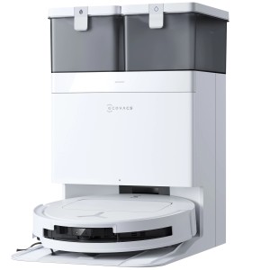 ECOVACS DEEBOT T50 PRO OMNI GEN2 Saugroboter mit Reinigungsstation in Weiß.
