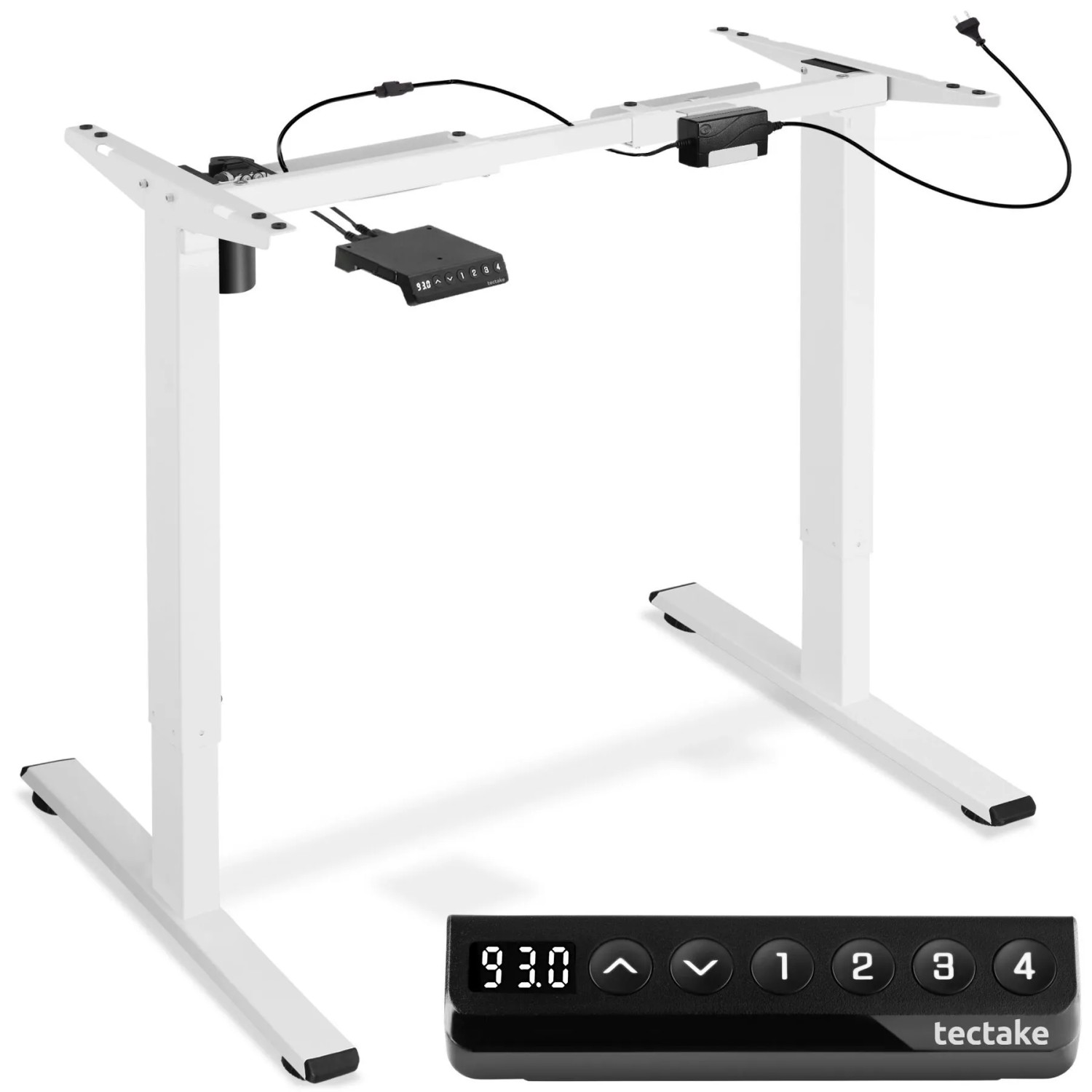 Tectake Tischgestell Piotr Elektrisch Höhenverstellbar 2 Stufig  129 x 65 x 121 cm Weiß