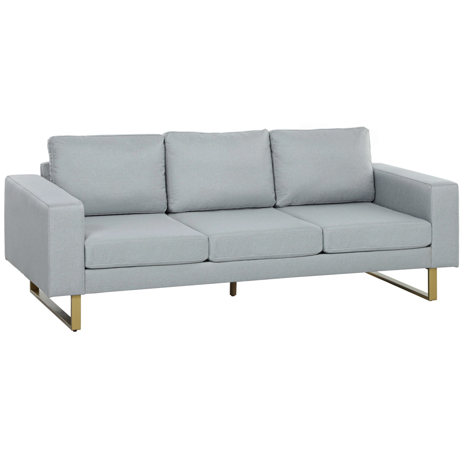 HOMCOM 3 Sitzer Sofa für Schlafzimmer 200 x 82 x 78 cm Hellgrau günstig online kaufen