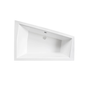 Weiße Bad Land Eckbadewanne INTIMA 180x125 mit Acrylschürze und Kopfstützen, Draufsicht.