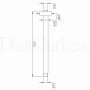 Technische Zeichnung: PaulGurkes Deckenarm 30cm für Brauseset, Maße und Anschlüsse dargestellt.