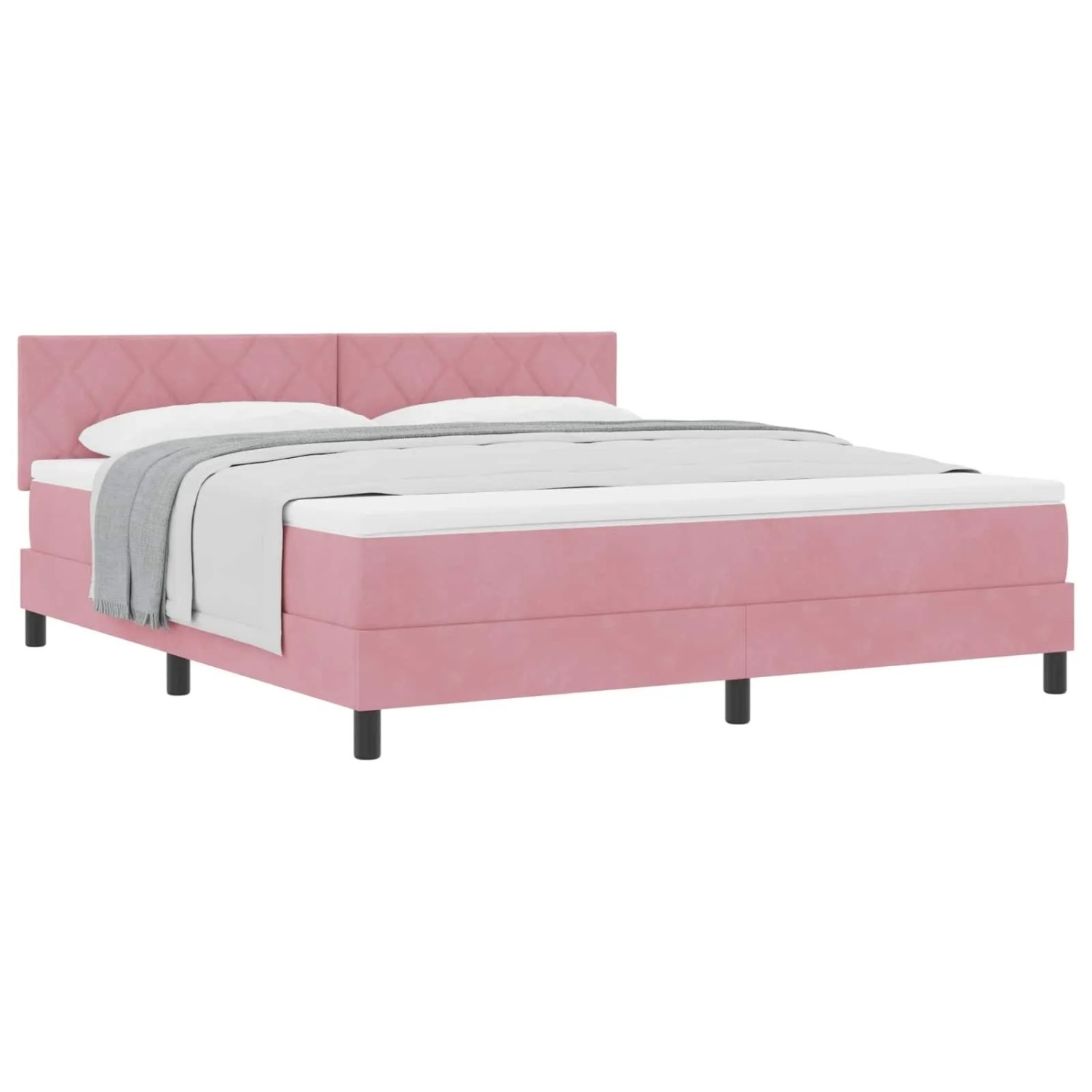 vidaXL Boxspringbett mit Matratze mit Kopfteil Rosa 180 x 200 cm Samt 3339259