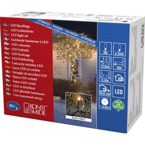 Verpackung der Konstsmide Micro LED Lichterkette mit 80 bernsteinfarbenen LEDs für Innen und Außen.