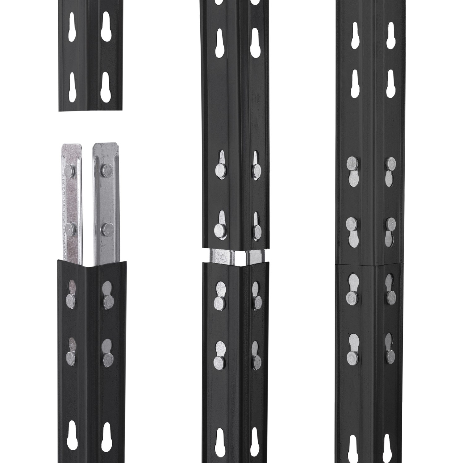 Detailaufnahme Steckregal Rivet, Metall, anthrazit, Eckregal, Schwerlastregal