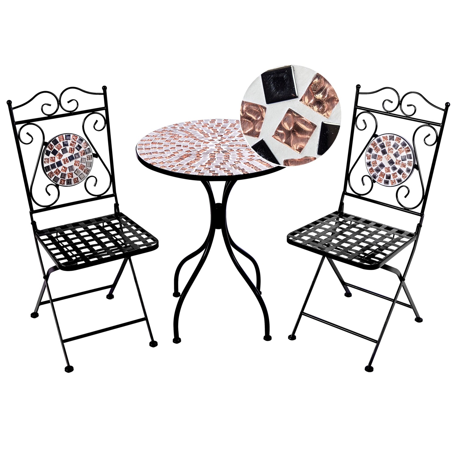 Beliani Bistro Set CARPINO Schwarz Gold Grau
