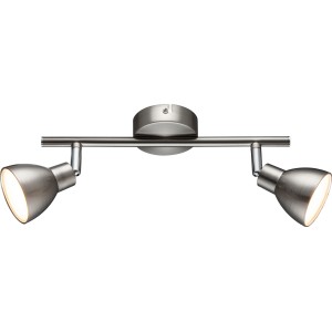LED-Spot Lester 2er, Nickel matt/Chrom, warmweißes Licht. Deckenleuchte für Innenräume.
