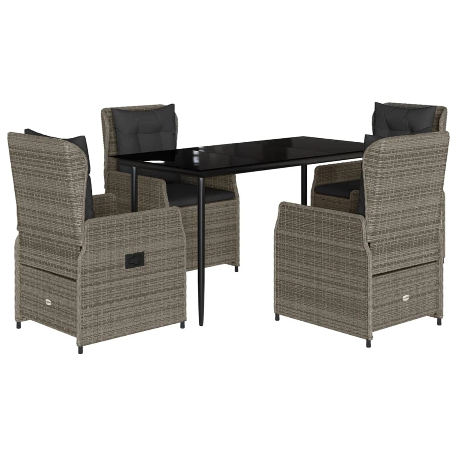 vidaXL 5-Tlg Garten-Essgruppe mit Kissen Grau Poly Rattan 3262856 günstig online kaufen