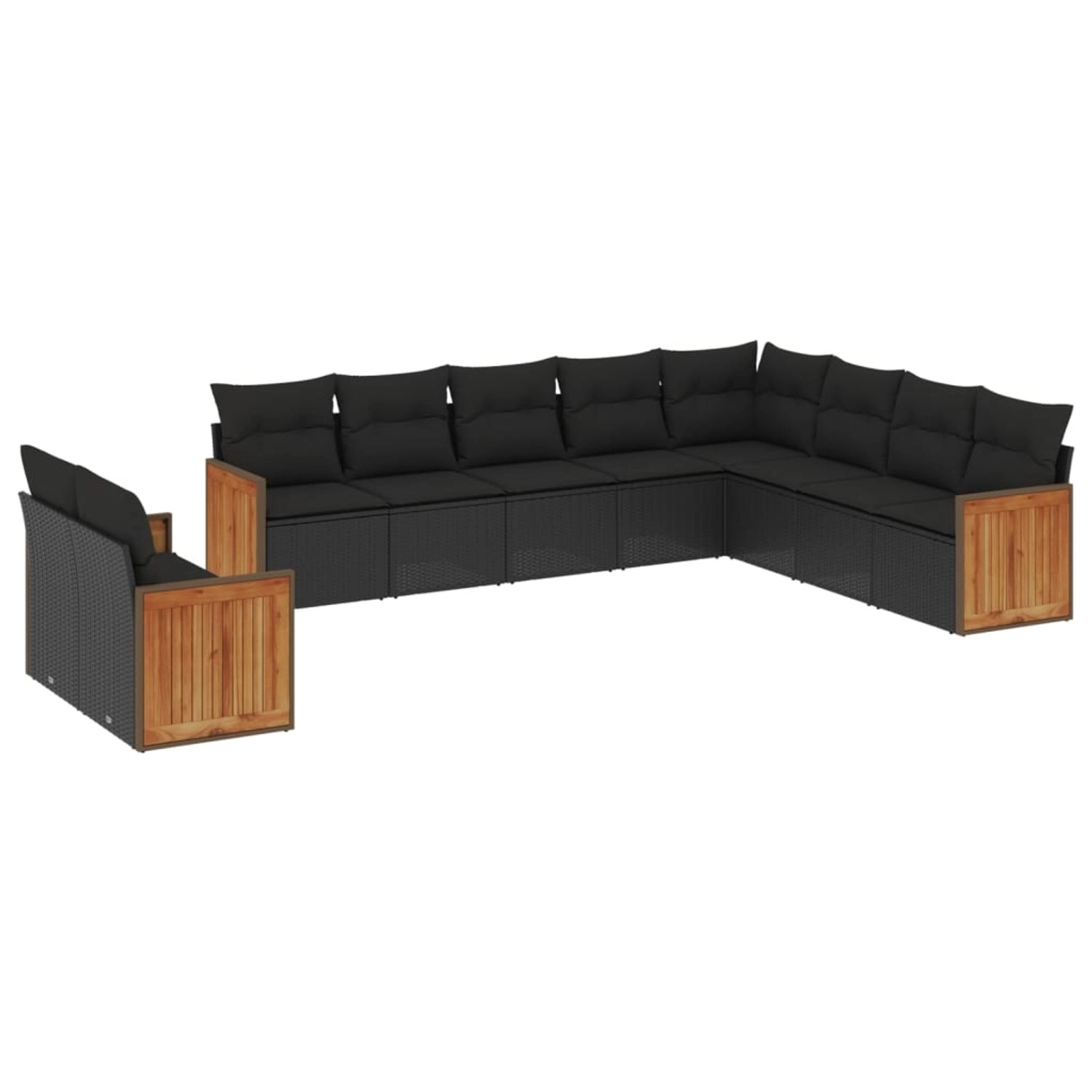 vidaXL 10-Tlg Garten-Sofagarnitur mit Kissen Schwarz Poly Rattan 3227791 günstig online kaufen