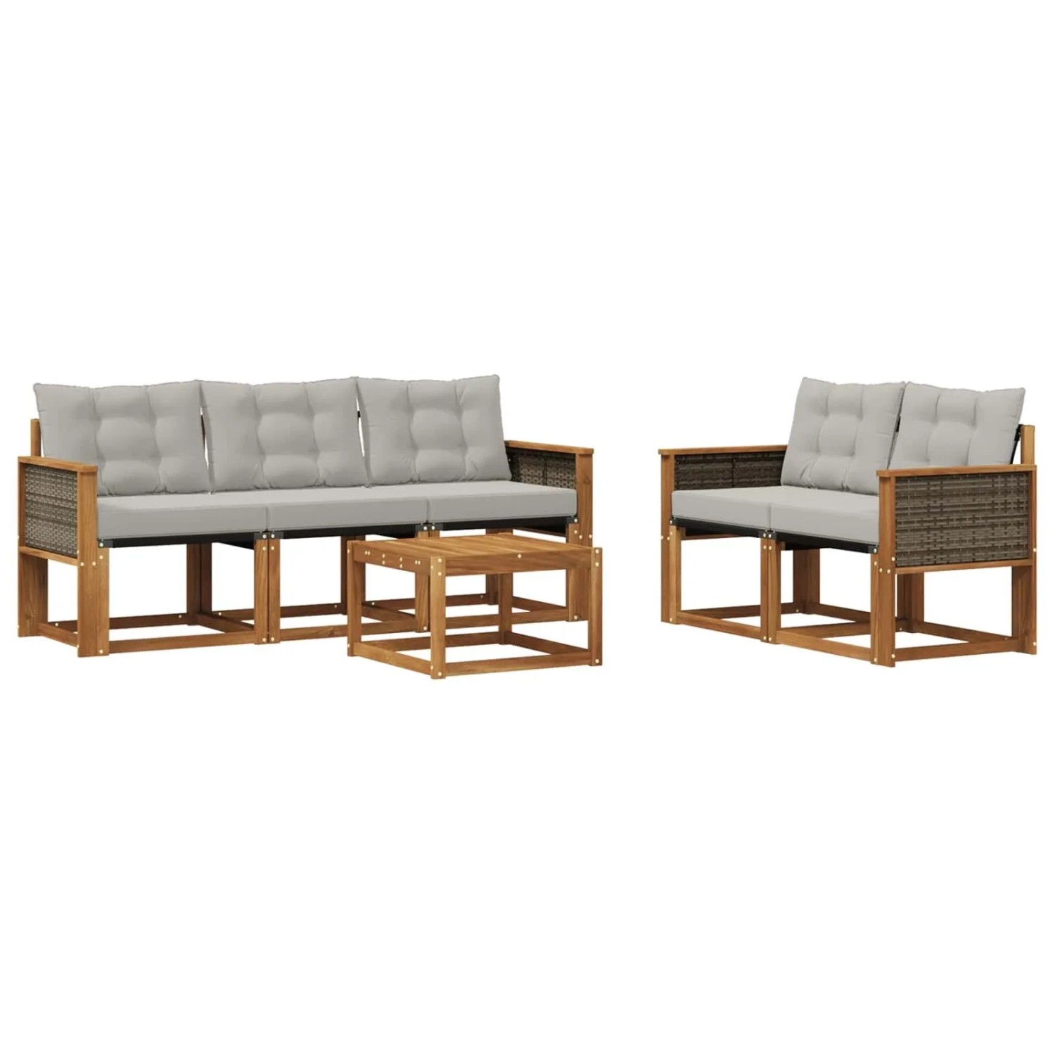 vidaXL Outdoor-Sofagarnitur mit Kissen 6 Stk Natur und Hellgrau 3381771
