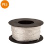 Weiße Conacord Polyester Schnur, 1,5 mm Durchmesser, 20 m Länge, auf einer schwarzen Spule.