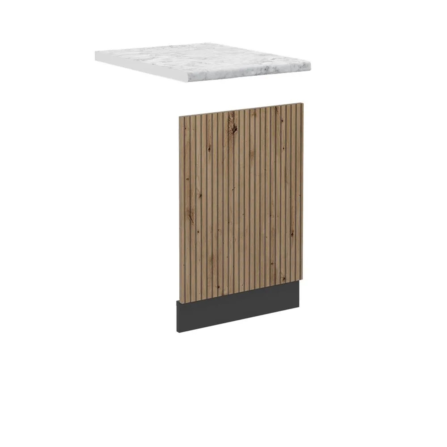 Vicco Frontblende R-Line Geschirrspüler Fronttür Artisan-Eiche Anthrazit 45 cm AP Marmor mit Anthrazit Korpus