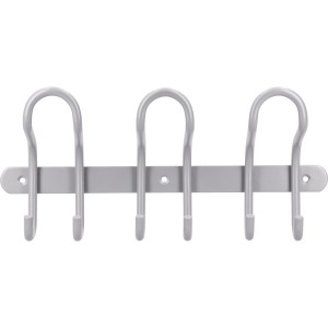 Siro Hakenleiste mit 6 Haken, Metall Aluminium, 300mm Länge.