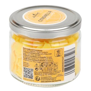 Steinhart Citronella-Pastillen im Schraubglas, gelbe Wachspastillen für Duftkerzen & Teelichter.