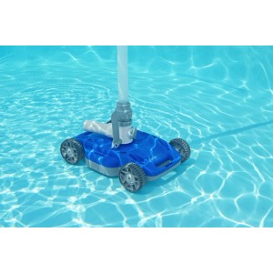 Blauer Poolroboter MEGATRO zur Poolsäuberung mit Pumpe, 22x32x44,6cm.