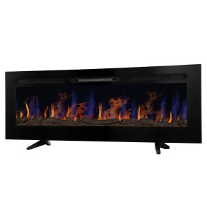 Schwarzer Monstershop Einbau Elektrokamin Wandkamin 152cm mit Flammeneffekt.