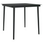 vidaXL 3-tlg. Garten-Essgruppe aus Rattan und Glas, schwarz. Quadratischer Tisch mit 2 Stühlen und Auflagen.