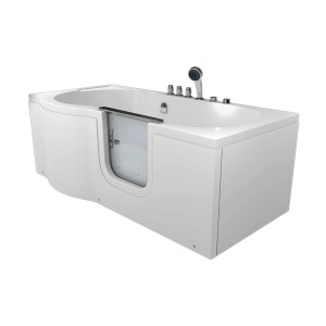 Weiße AquaVapore Senioren-Badewanne mit Tür und Whirlpool Funktion, 85x170cm.
