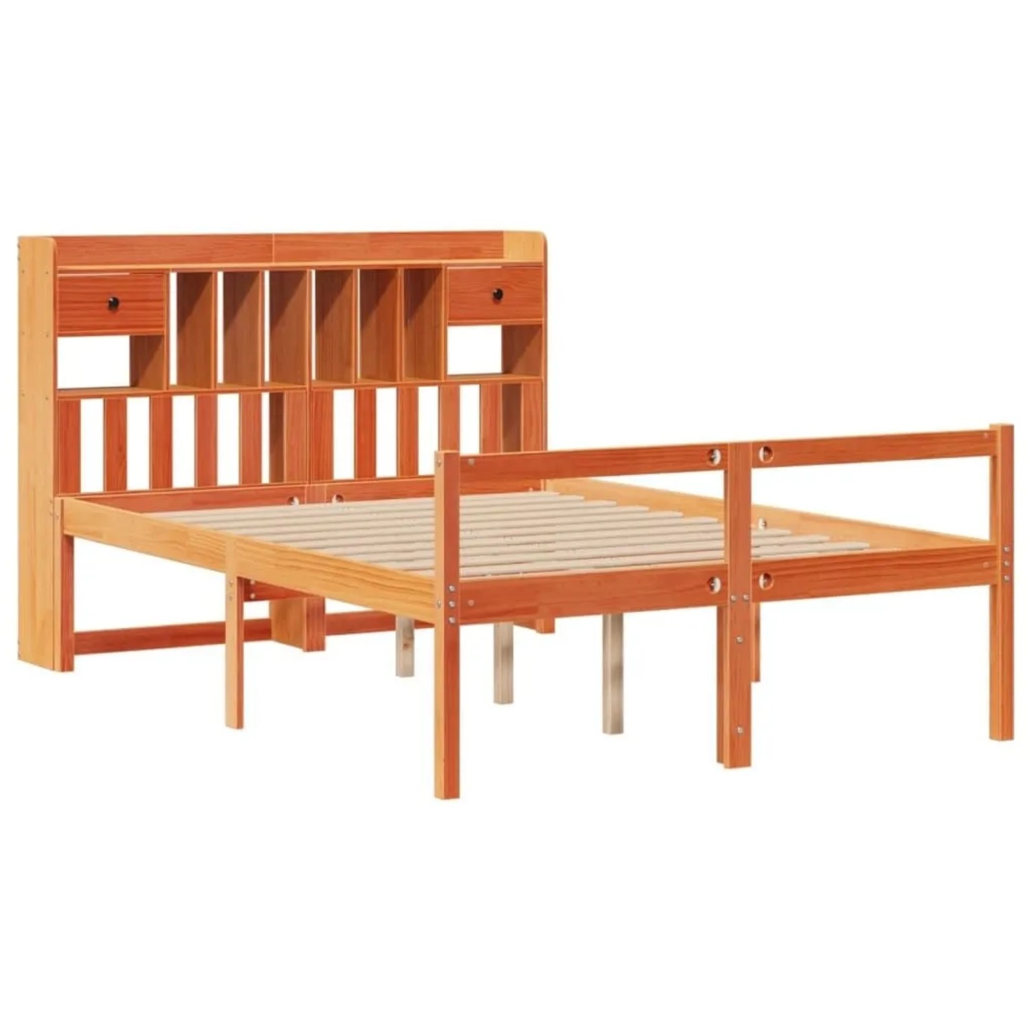 vidaXL Massivholzbett mit Regal ohne Matratze Wachsbraun 150x200 cm 3322074 günstig online kaufen
