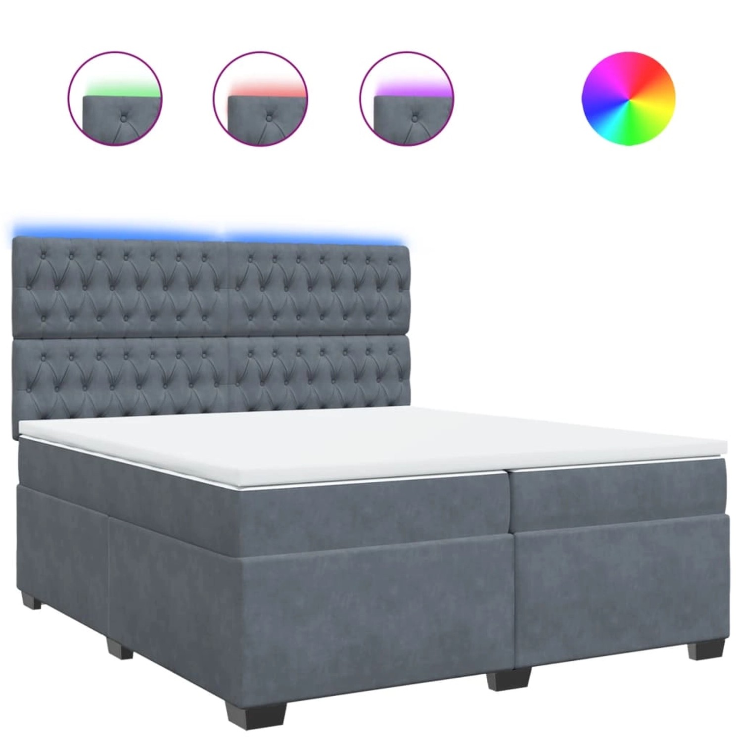 vidaXL Boxspringbett mit Matratze Dunkelgrau 200x200 cm Samt 3293309 günstig online kaufen