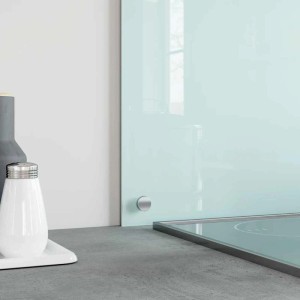 DELUKE Küchenrückwand Glas 90x60cm Weiß Wandverklediung Küche Wandschutz Spritzschutz Herdspritzschutz Glasplatte
