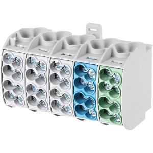 Leipold Hauptleitungs-Abzweigklemme, 5-polig, blau, grau, grün, für sichere Kabelverbindungen.