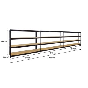 PROREGAL Mega Deal: 3 Schwerlastregale, 180x240x60cm, je 450kg Fachlast, schwarz.