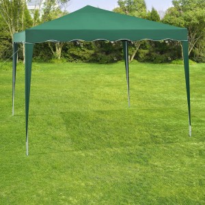 Grüner Juskys Faltpavillon Vivara 3x3 m auf Rasen, ideal als Sonnenschutz im Garten.
