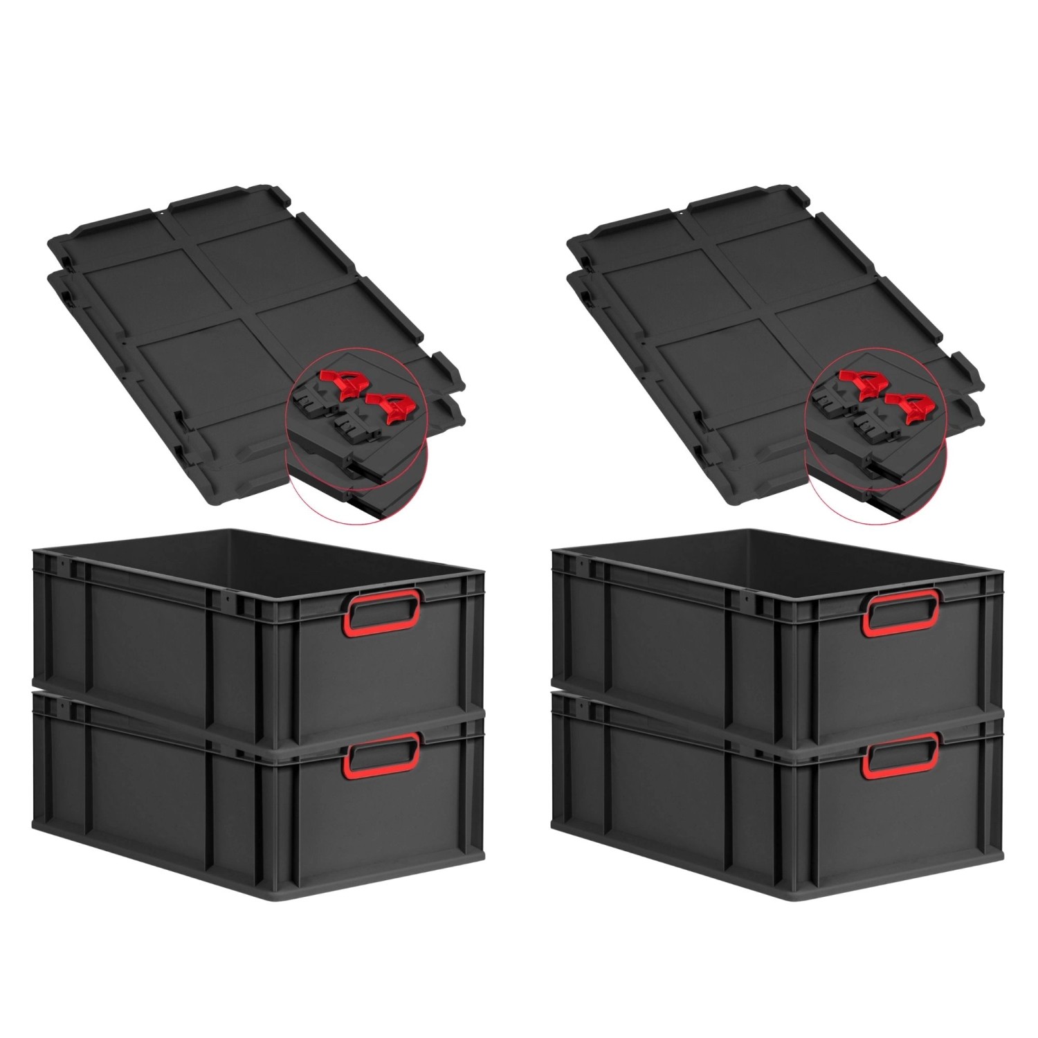 PROREGAL SuperSparSet 4x Eurobox Nextgen Color Mit Scharnierdeckel HxBxT 22 günstig online kaufen