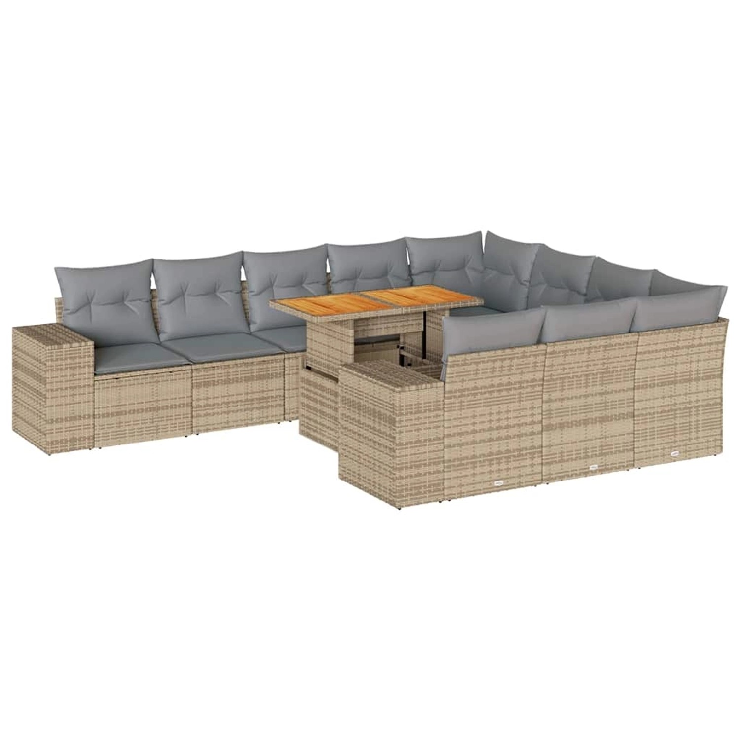 vidaXL 10-Tlg Garten-Sofagarnitur mit Kissen Beige Poly Rattan Akazie 33274 günstig online kaufen