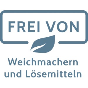 Symbol: Frei von Weichmachern und Lösungsmitteln.