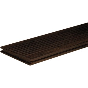 CoBAM® Terrassendiele Bambus Mokka, 2 cm dick. Dunkelbraune Terrassendiele mit geriffelter Oberfläche.